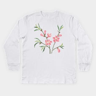 Delaware State Flower Peach Blossom Kids Long Sleeve T-Shirt